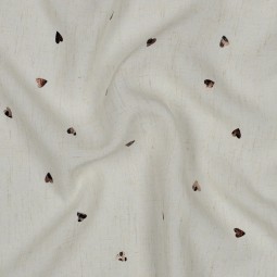 Tissu viscose lin - Feuille coeurs écru