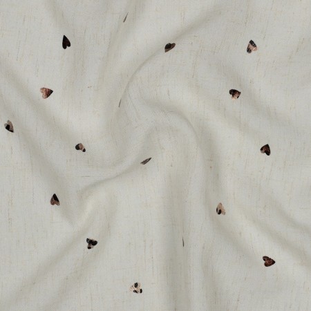 Tissu viscose lin - Feuille coeurs écru