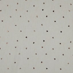 Tissu viscose lin - Feuille coeurs écru