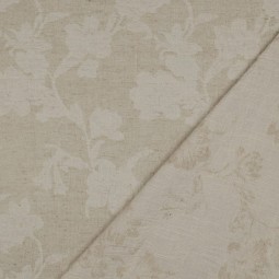 Tissu lin coton - fleurs naturel