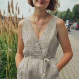 Tissu lin coton - fleurs naturel