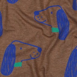 Tissu jersey - Chien fond marron