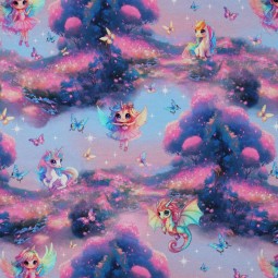 Tissu French terry - Fée rose