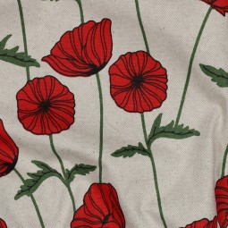 Tissu coton enduit - Coquelicot naturel