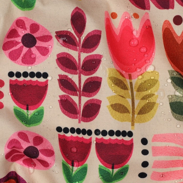 Tissu coton enduit - Mills fond naturel