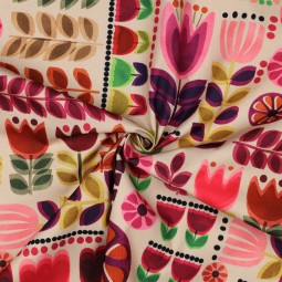 Tissu coton enduit - Mills fond naturel