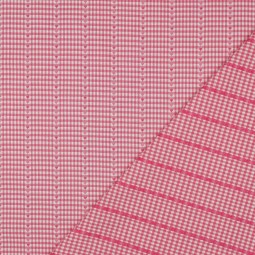 Tissu coton - Vichy rose et coeur