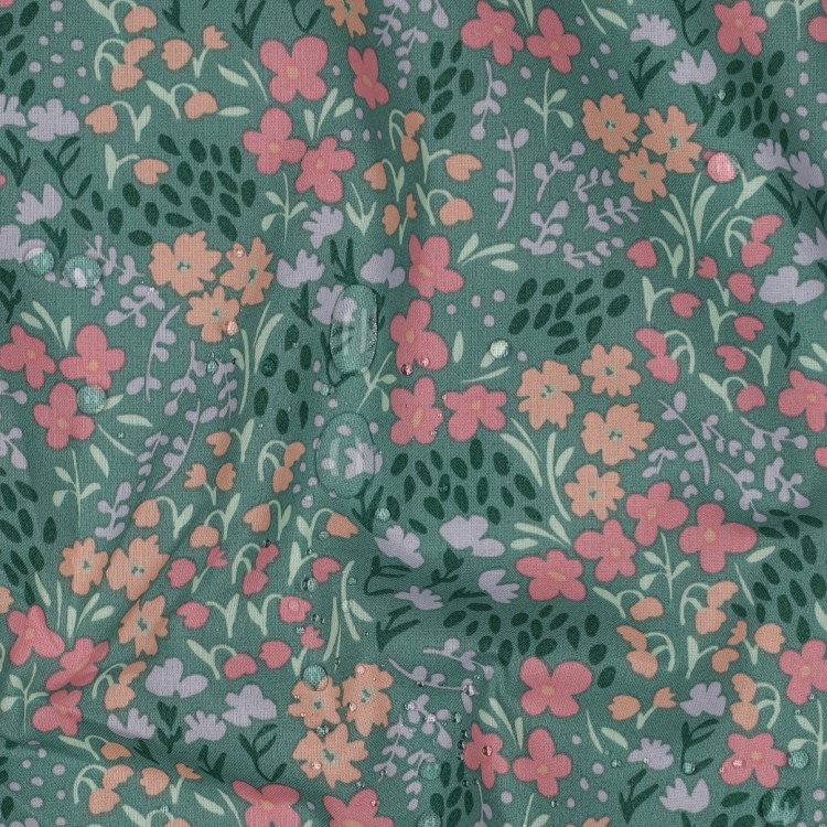 Tissu coton enduit - Emma vert