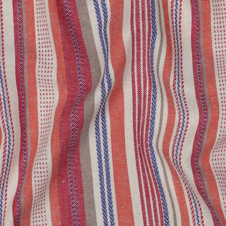 Tissu viscose lin - rayures multicolore