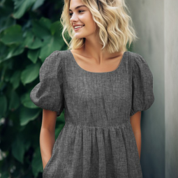 Tissu lin coton - Chevron noir