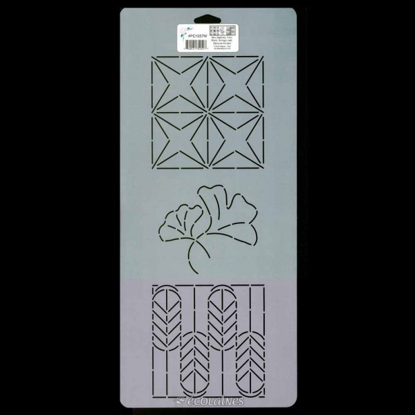 Stencil de patchwork - Mini sashiko - four stars, Ginkgo leaf, Samurail arrows