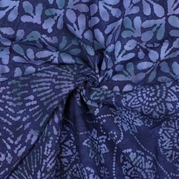 Tissu viscose - Batik psyché bleu marine