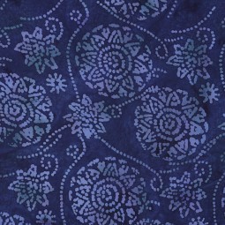 Tissu viscose - Batik soleil bleu marine