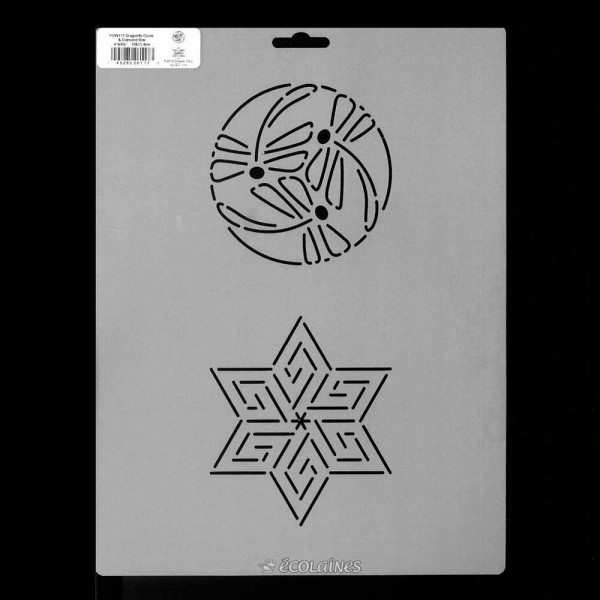 Stencil de patchwork - Dragonfly circle & diamond star