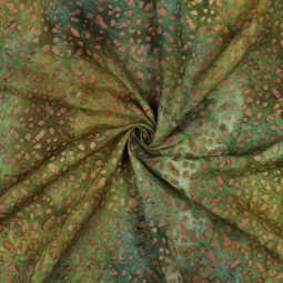 Tissu viscose - Batik pois vert