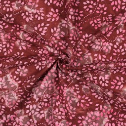 Tissu coton - Batik fleuri rouge