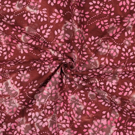 Tissu coton - Batik fleuri rouge