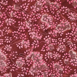 Tissu coton - Batik fleuri rouge