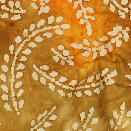 Tissu coton - Batik feuillage jaune