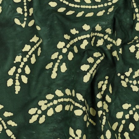 Tissu coton - Batik feuillage vert