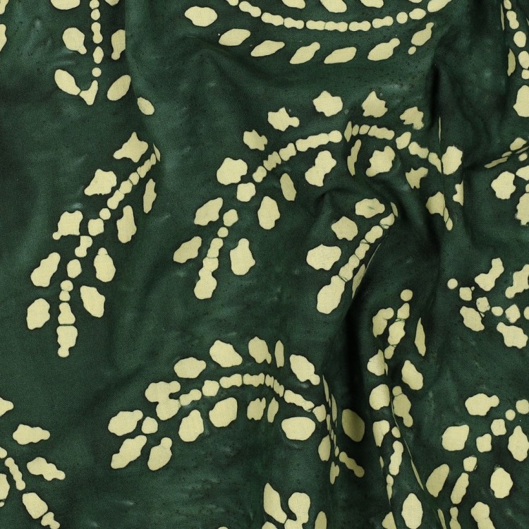 Tissu coton - Batik feuillage vert