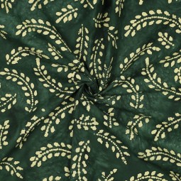 Tissu coton - Batik feuillage vert