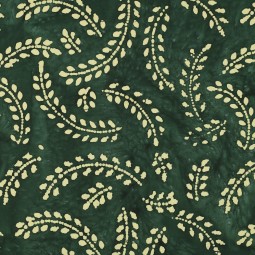 Tissu coton - Batik feuillage vert