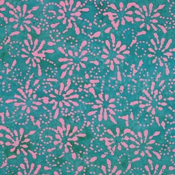 Tissu coton - Batik turquoise et rose