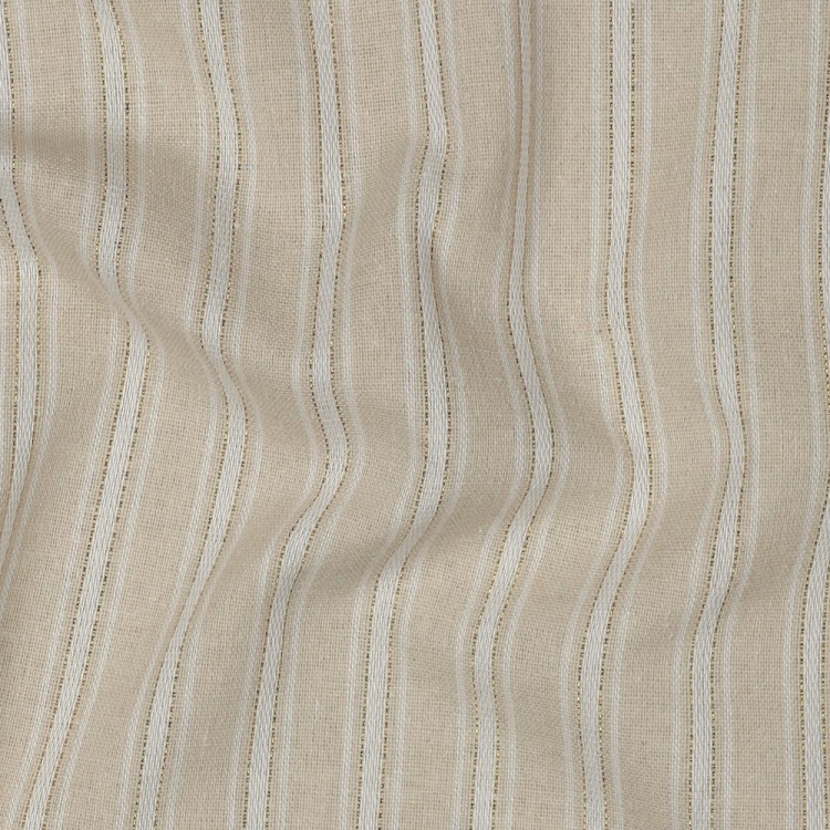 Tissu viscose lin - rayures écru beige lurex