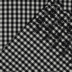 Tissu coton - Vichy bordure brodé
