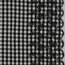 Tissu coton - Vichy bordure brodé