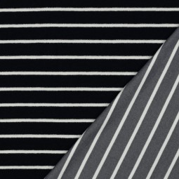 Tissu jersey éponge - Rayure écru sur marine