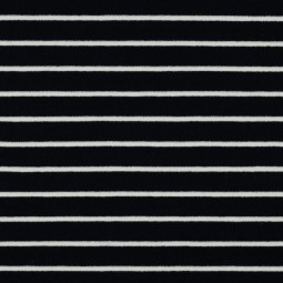 Tissu jersey éponge - Rayure écru sur marine