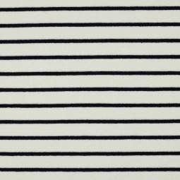 Tissu jersey éponge - Rayure marine sur écru