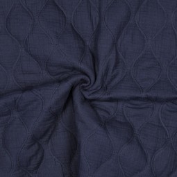 Tissu matelassé double gaze - Marine