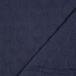 Tissu matelassé double gaze - Marine