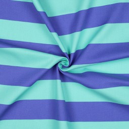 Tissu canvas - Rayures menthe bleu