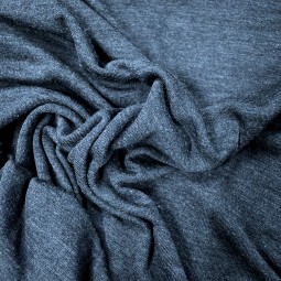 Tissu jersey de laine et soie - Côtes bleu foncé