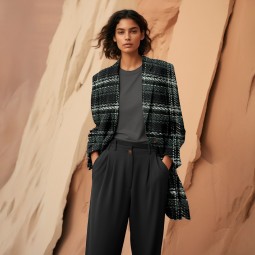 Tissu Lainage Light & Lush - Tweed noir et blanc