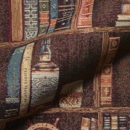 Tissu jacquard - Bookshelve marine