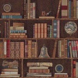 Tissu jacquard - Bookshelve marine