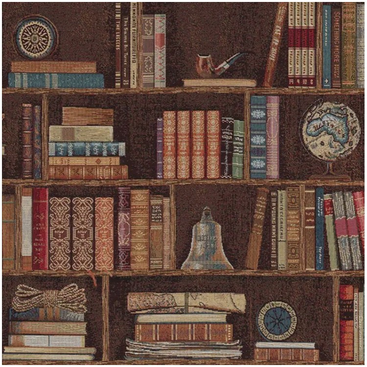 Tissu jacquard - Bookshelve marine