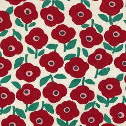 Tissu Kokka - FLeurs rouge