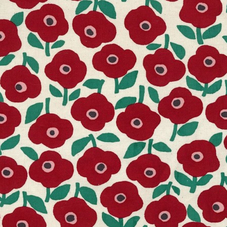 Tissu Kokka - FLeurs rouge