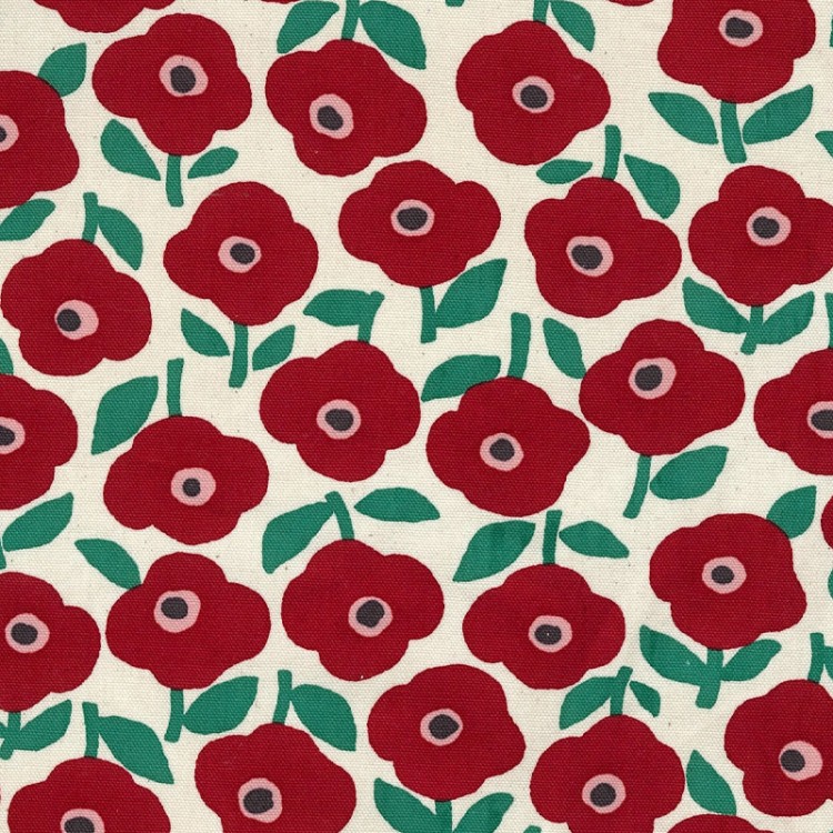 Tissu Kokka - FLeurs rouge