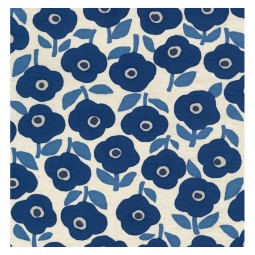 Tissu Kokka - Fleurs bleues fond écru
