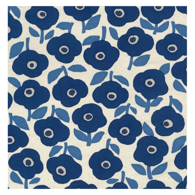 Tissu Kokka - FLeurs bleues