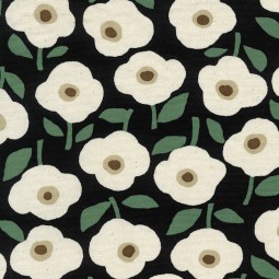 Tissu Kokka - FLeurs écrues