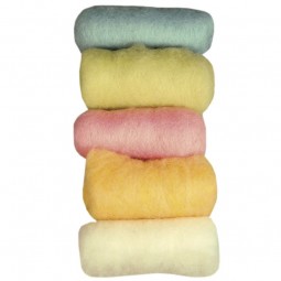 Laine cardée - Assortiment multicolore pastel