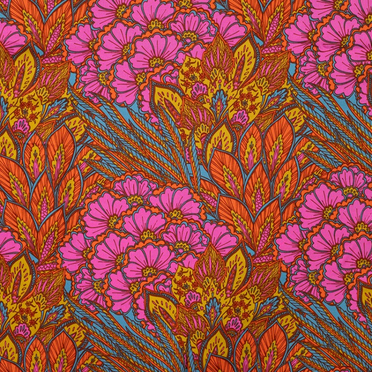 Tissu satin viscose - Luxuriante rose